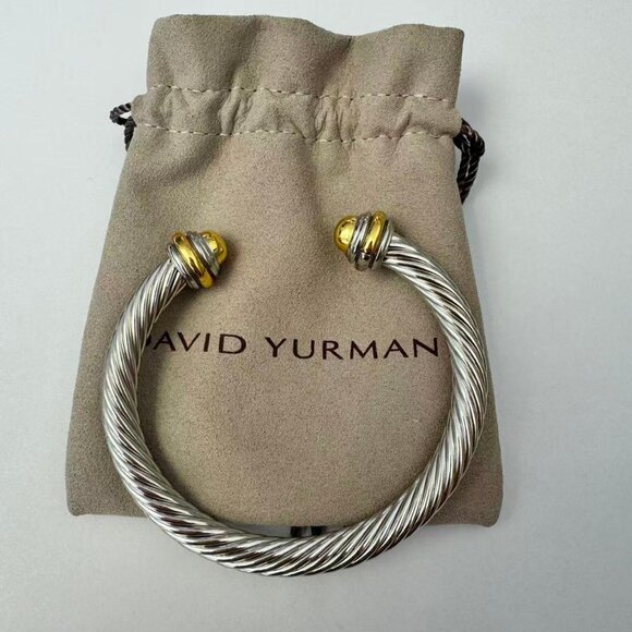 David Yurman 7mm Cable Classics Bracelet Gold Dome with 14K Yellow Gold - Picture 1 of 6